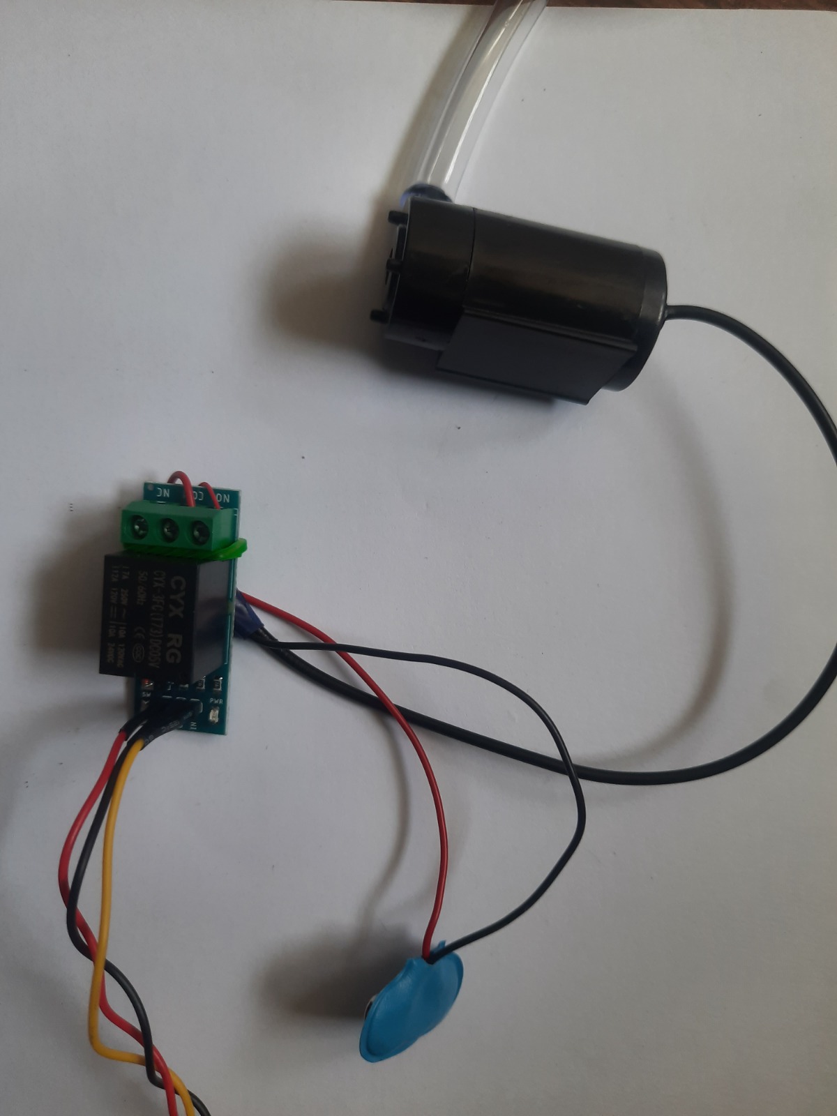 Battery, relay and pump connection