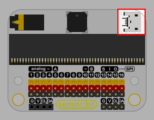 USB Power Connection of Sensor:bit board