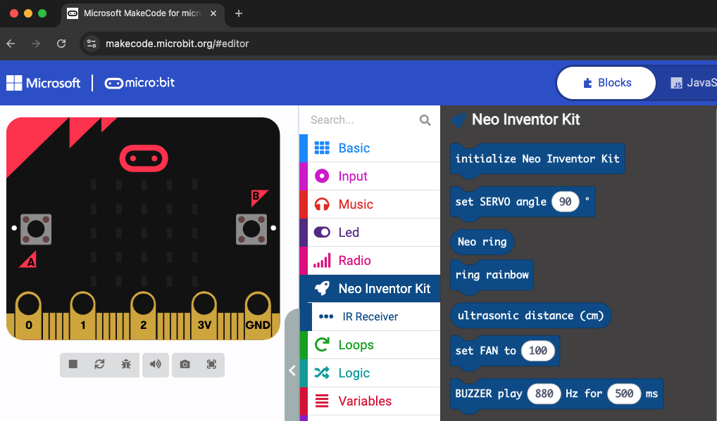 Neo Inventor Kit Menu 